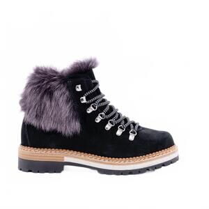 NEW MONTELLIANA women's suede lace up fur boots in black